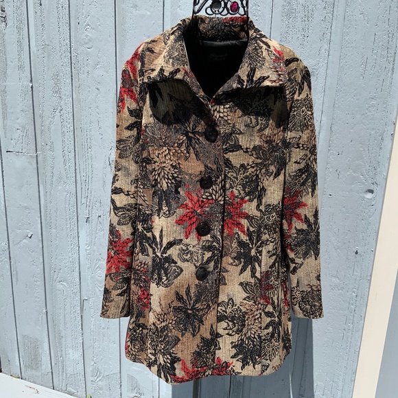 Vintage Giancarlo Ferrari Tapestry Jacket-Winter Florals Design (Size 12) - Picture 1 of 6
